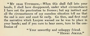 Texts within texts: Dr Jekyll's letter to Utterson